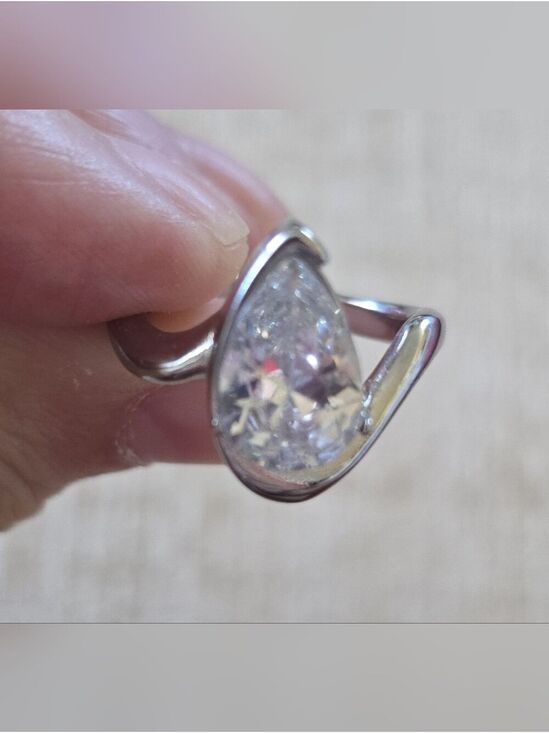 Jewelry - Rhodium Plated Ring With Cubic Zirconia